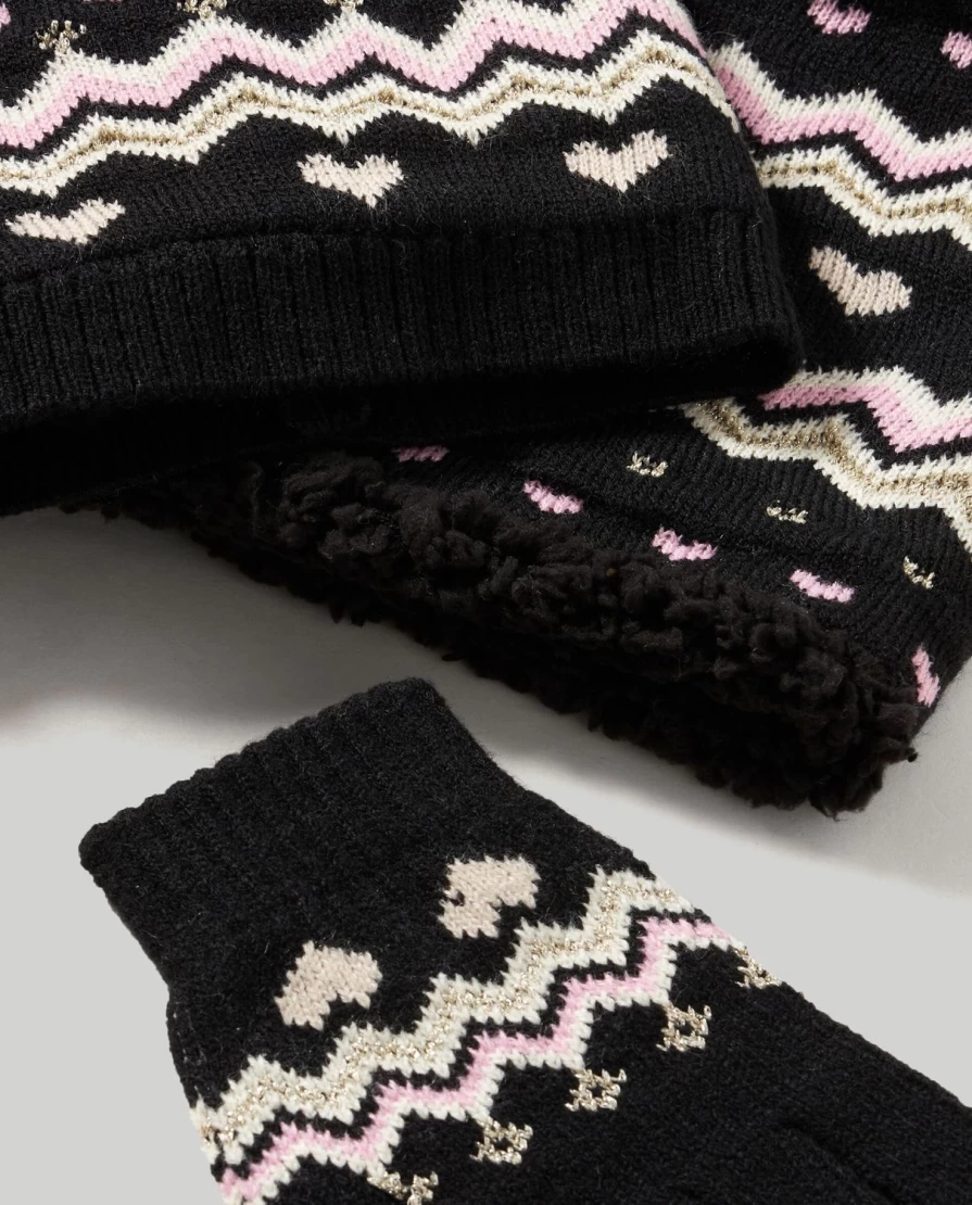 "Blukids Children's Jacquard Knit Hat, Neck Warmer, and Gloves Winter Set"