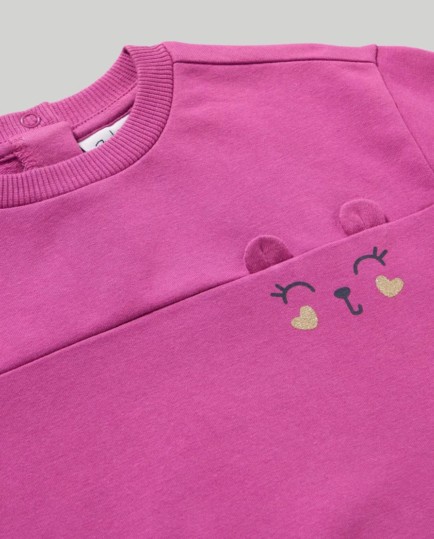 Blukids Newborn Stretch Cotton Sweatshirt with Embroidered Appliques - Soft Baby Boy & Girl Essentials