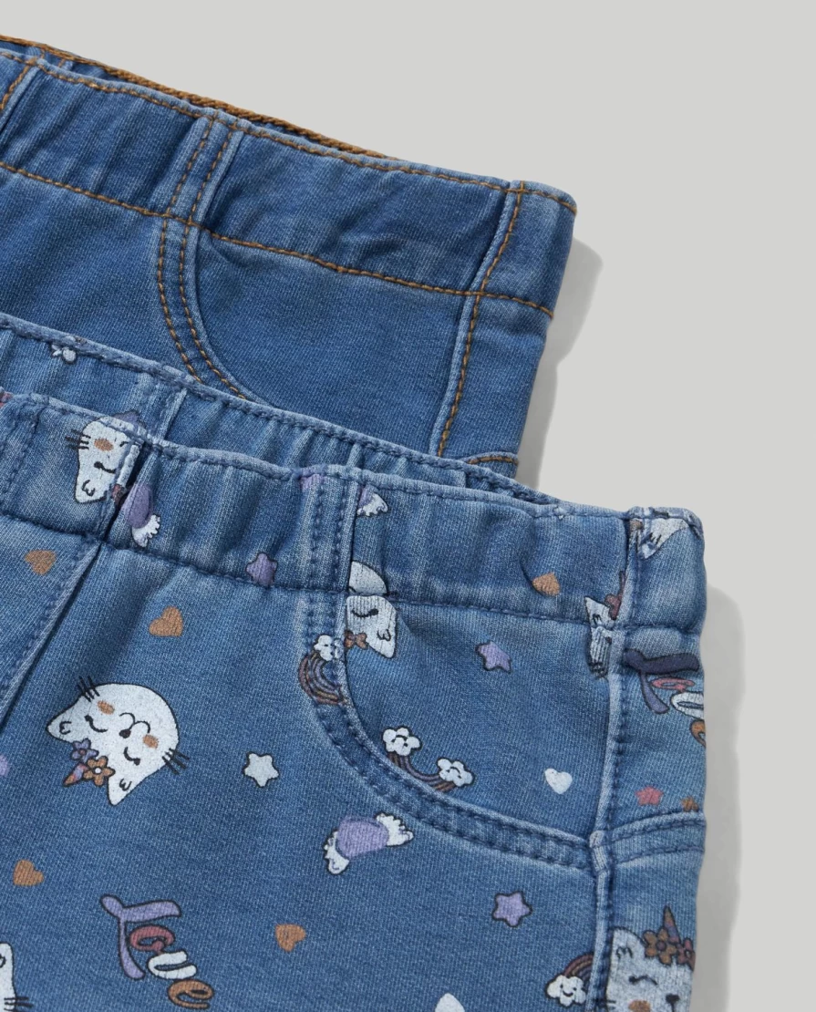 "Blukids Girls' Denim Sweatshirt Treggings - Pack of 2"