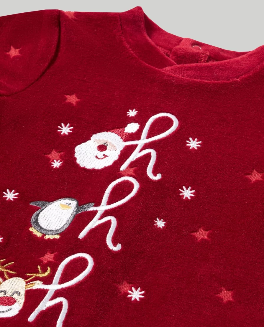 "Blukids Baby Christmas Embroidered Onesie - Festive Newborn Holiday Outfit"