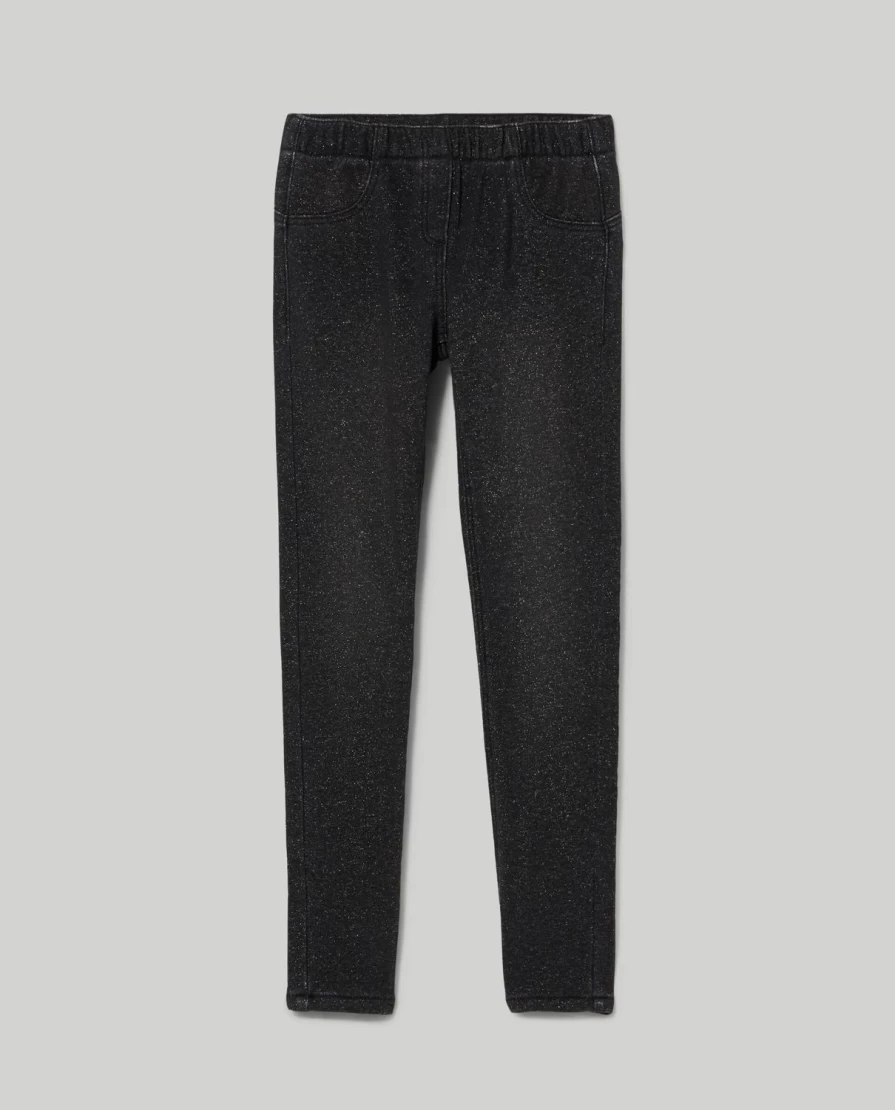 "Blukids Girls' Denim Sweatshirt Treggings with Lurex Thread – Stylish Kids' Fashion"