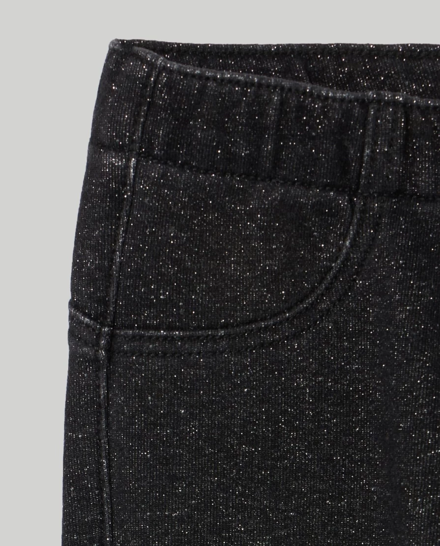 "Blukids Girls' Denim Sweatshirt Treggings with Lurex Thread – Stylish Kids' Fashion"