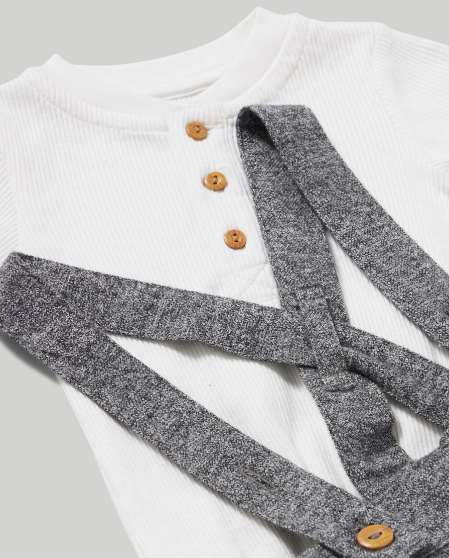 Blukids Newborn Baby Outfit Set - Soft Bodysuit & Dungarees for Boys & Girls