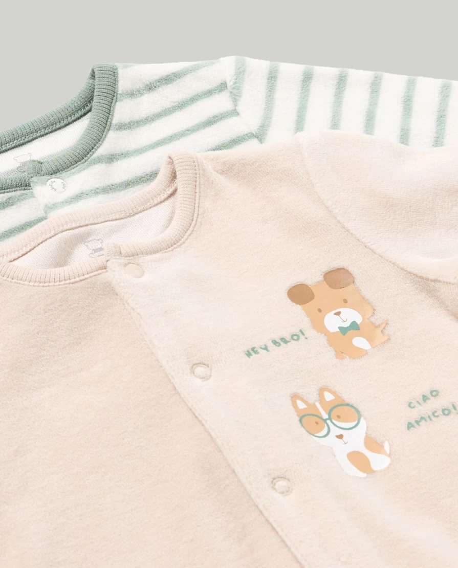 "Blukids 2-Pack Chenille Rompers for Newborns – Soft Baby Unisex Jumpsuits"