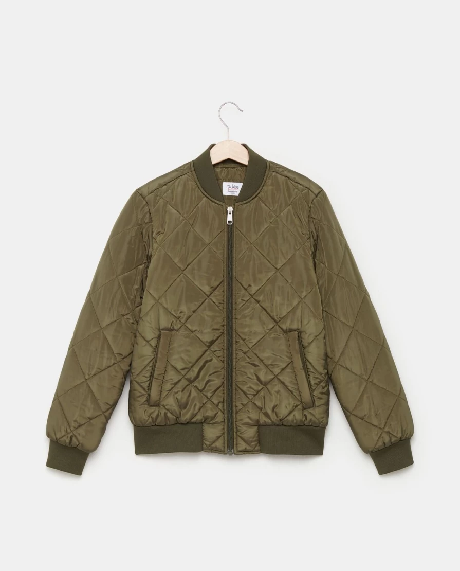 Blukids Youth Recycled REPREVE Quilted Bomber Jacket - Eco-Friendly Padded Wadding Coat