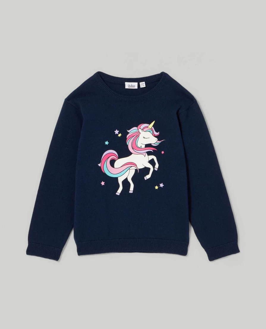 "Blukids Girls' Pure Cotton Crewneck Tricot Top for Children"