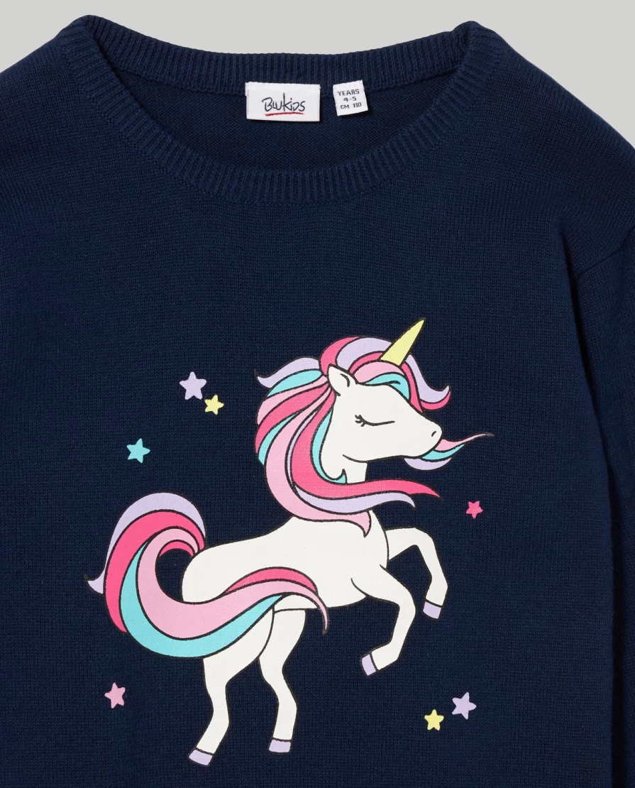 "Blukids Girls' Pure Cotton Crewneck Tricot Top for Children"