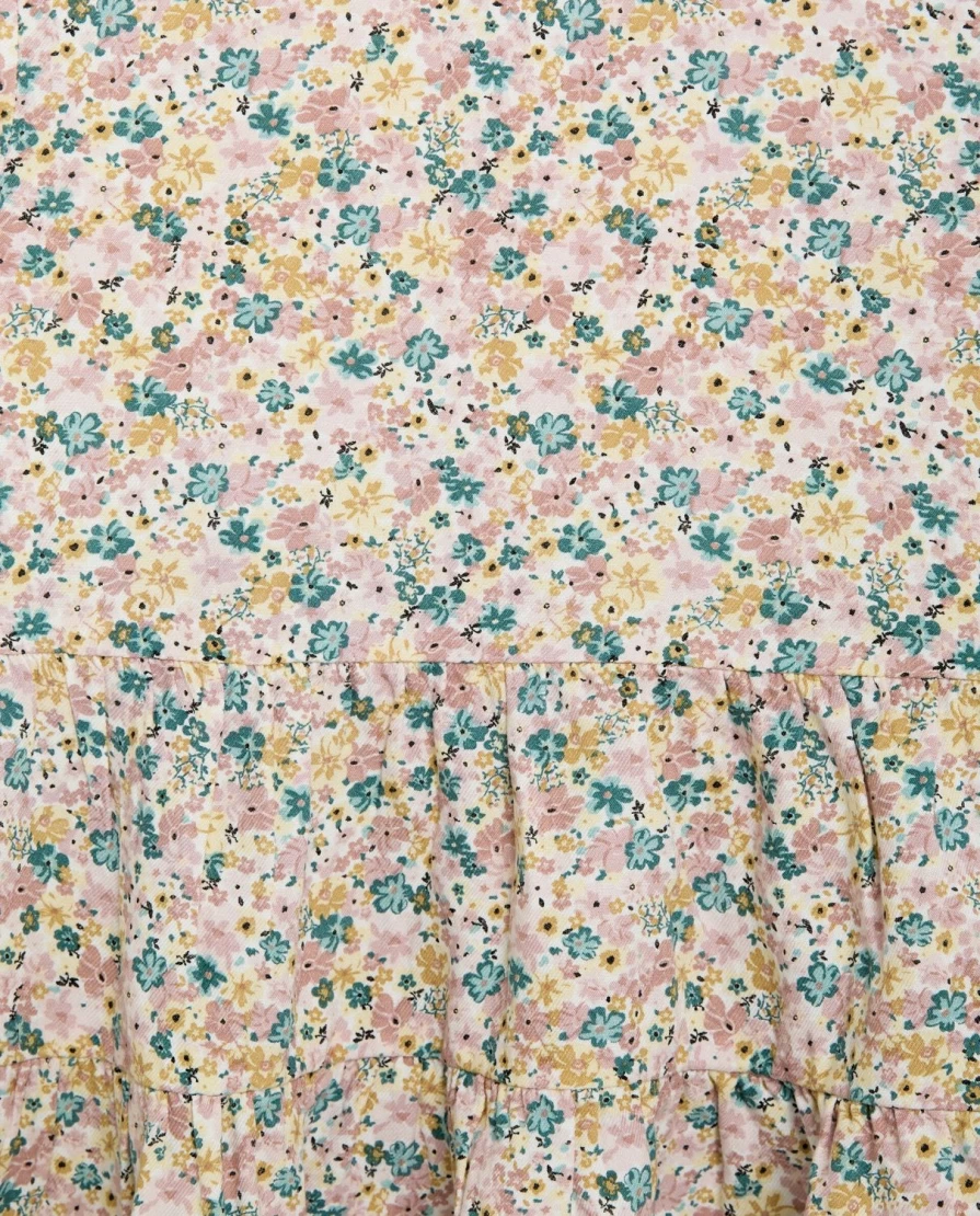 Blukids Girls Floral Flounced Shirt - Children's Flowy Top with Floral Pattern