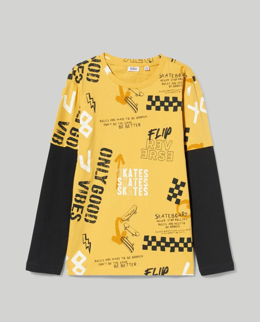 "Blukids Youth Long-Sleeve 100% Cotton T-Shirt for Boys - Soft & Comfortable"