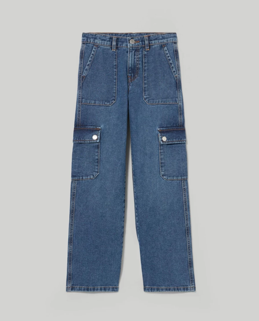 "Blukids Youth Stretch Cotton Cargo Fit Denim Jeans for Girls"