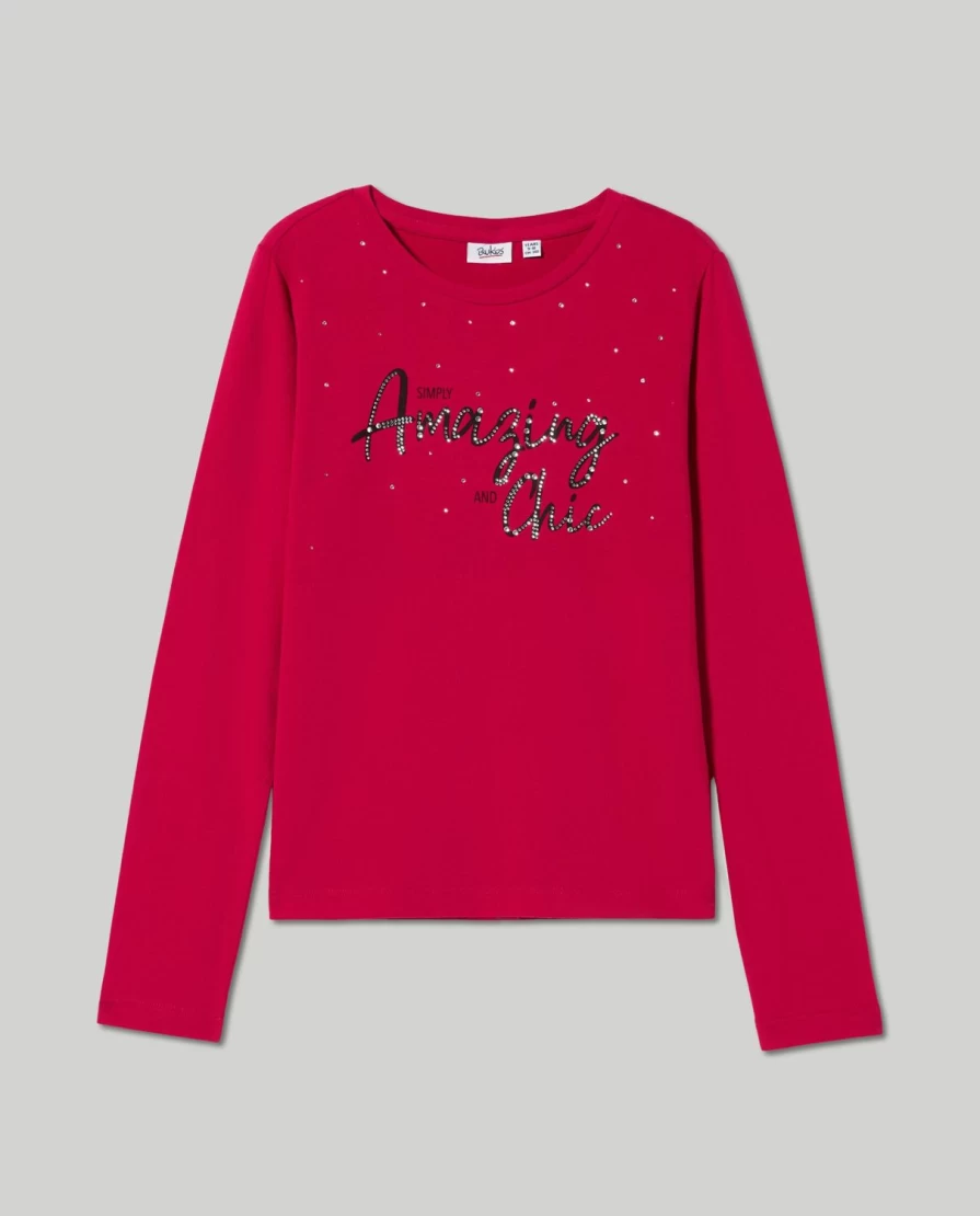 "Blukids Youth Cotton Studded T-Shirt for Girls | Stylish & Comfortable"