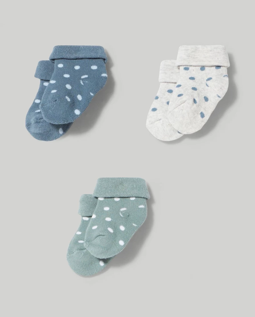 Blukids 3-Pack Soft Cotton Blend Socks for Newborns – Comfortable & Breathable Baby Footies