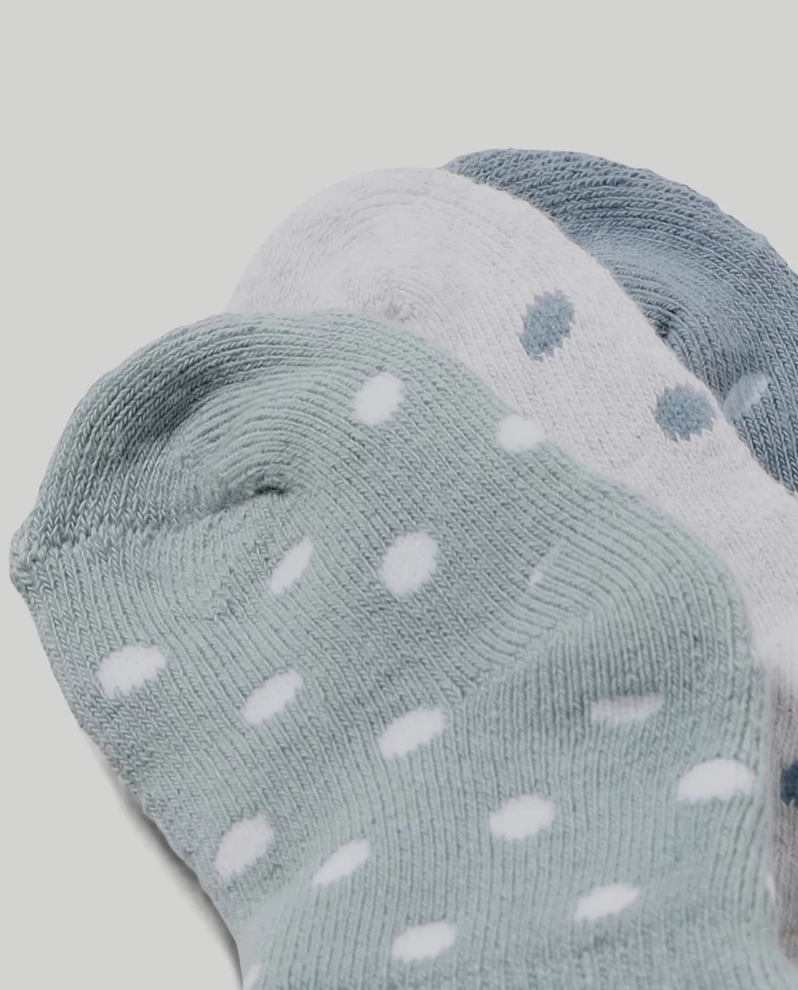 Blukids 3-Pack Soft Cotton Blend Socks for Newborns – Comfortable & Breathable Baby Footies