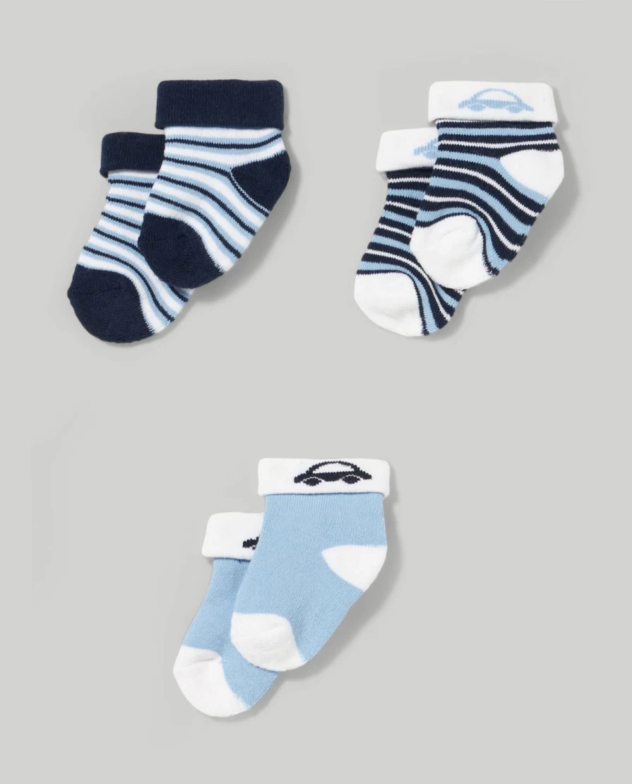 Blukids 3-Pack Soft Terry Socks for Newborn Babies - Comfortable & Breathable