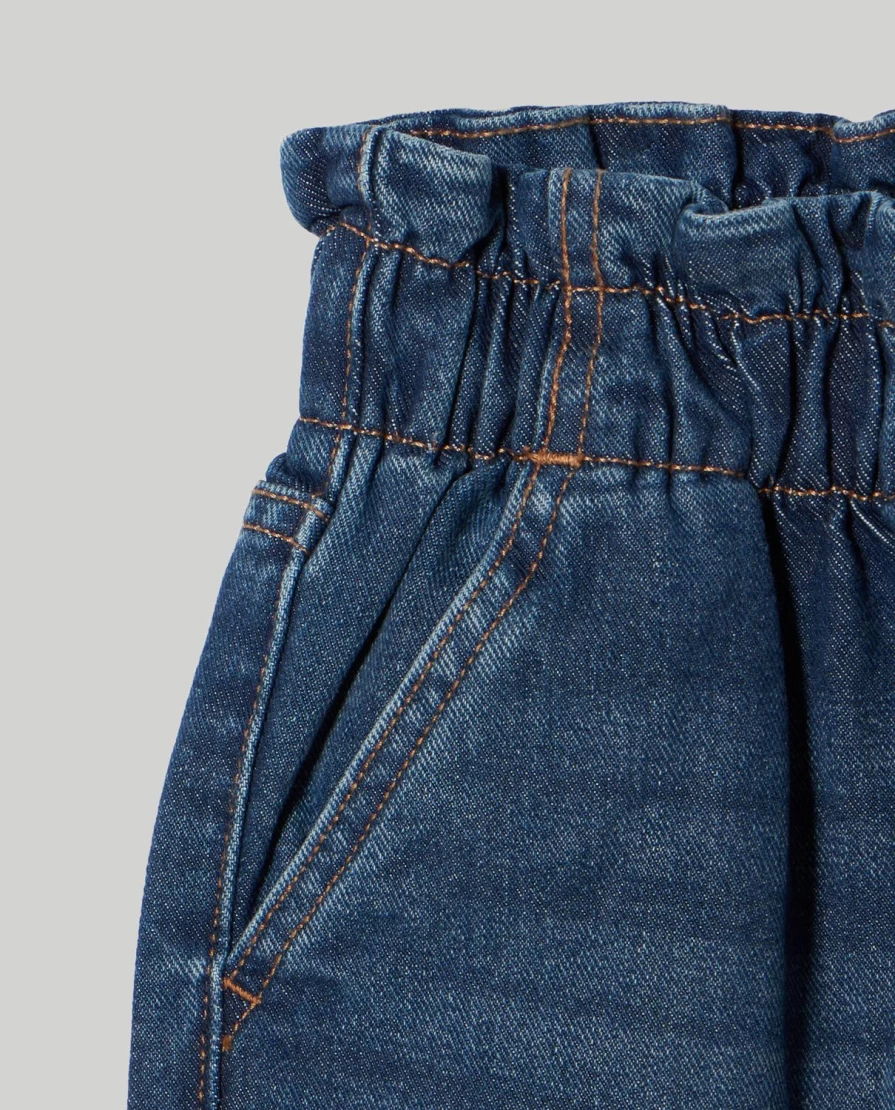 "Blukids Youth Denim Paperbag Waist Pure Cotton Jeans for Girls"