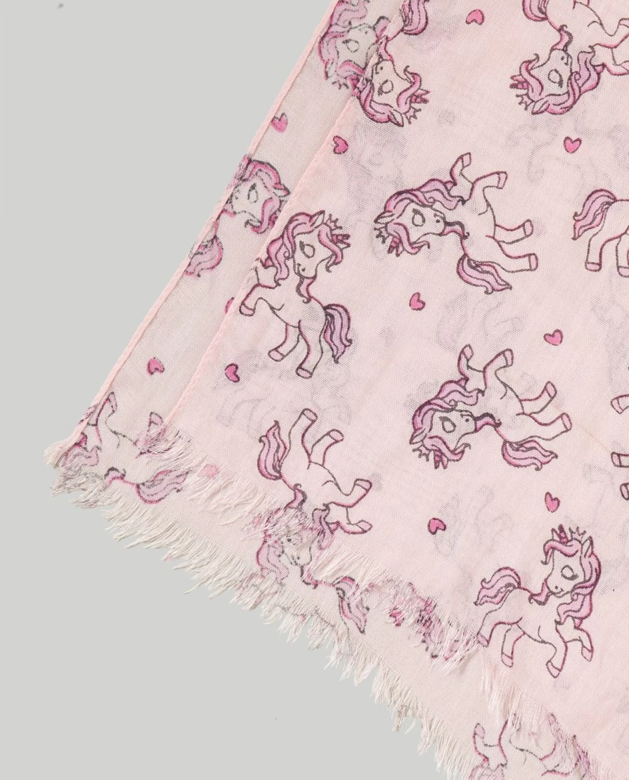"Blukids Children's Unicorn Print Pashmina Scarf - Soft & Stylish for Kids"