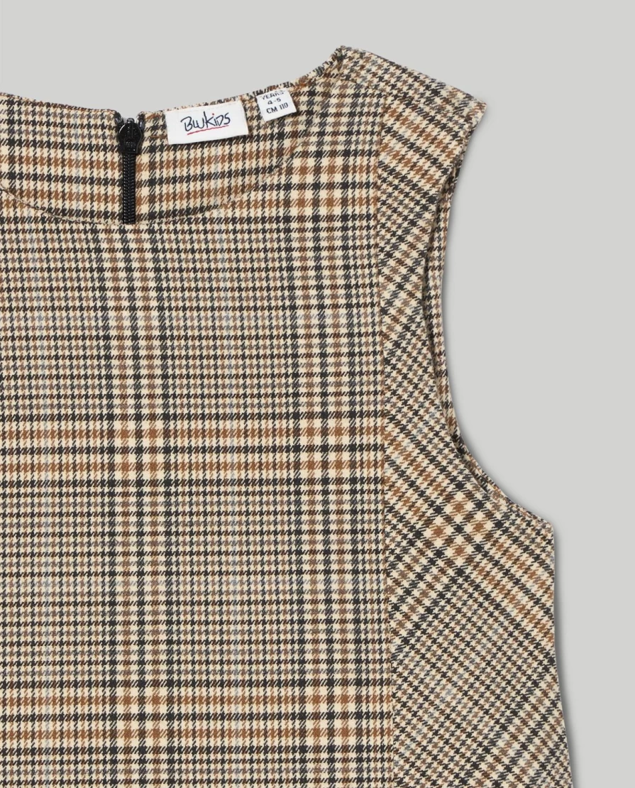 "Blukids Girls' Sleeveless Checked Dress – Stylish Children's Summer Outfit"