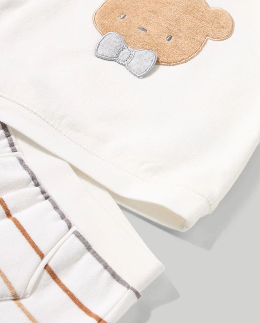 "Blukids Newborn Cotton Set with Applique and Embroidery - Soft Baby Outfit"