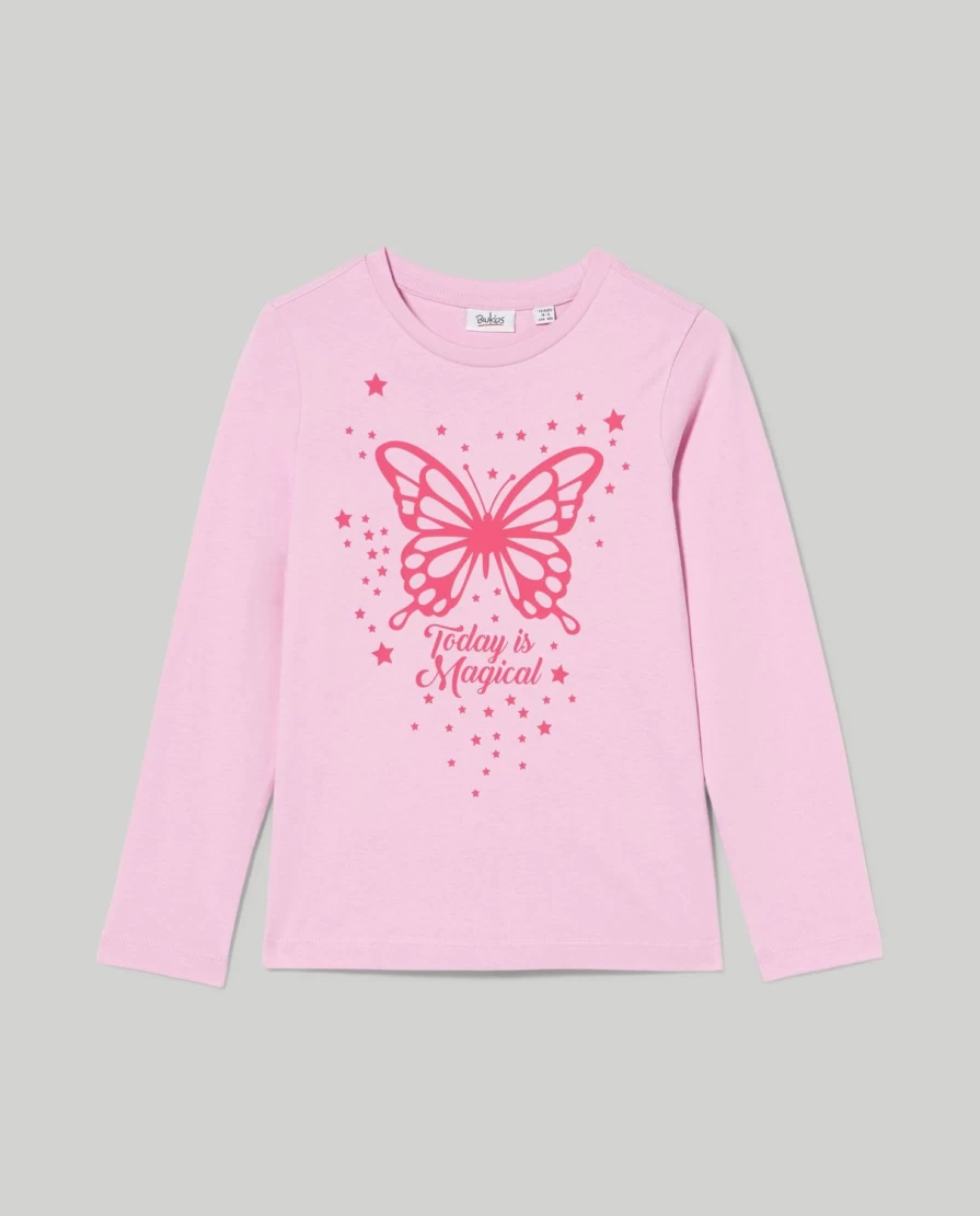 Blukids Girls' Long-Sleeve 100% Cotton T-Shirt for Kids - Soft & Comfortable Children's Top