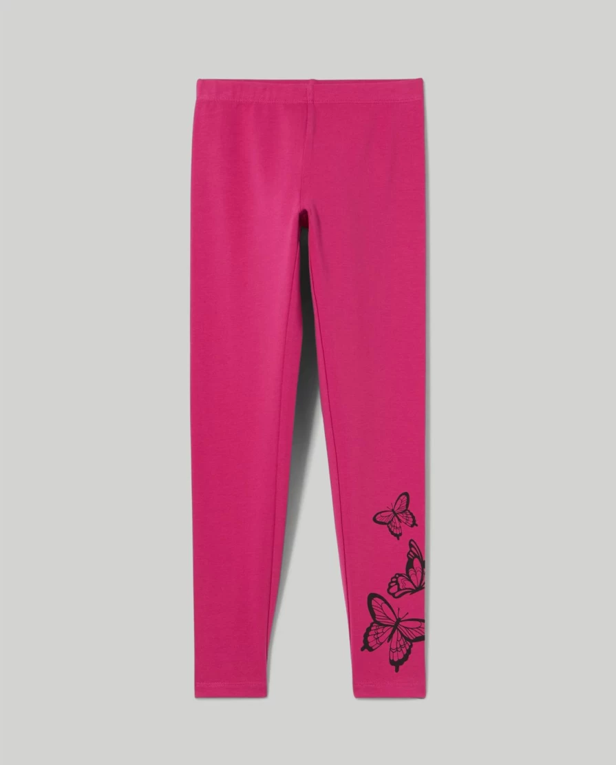 "Blukids Youth Stretch Cotton Leggings with Fun Girl Print - Comfortable & Stylish"