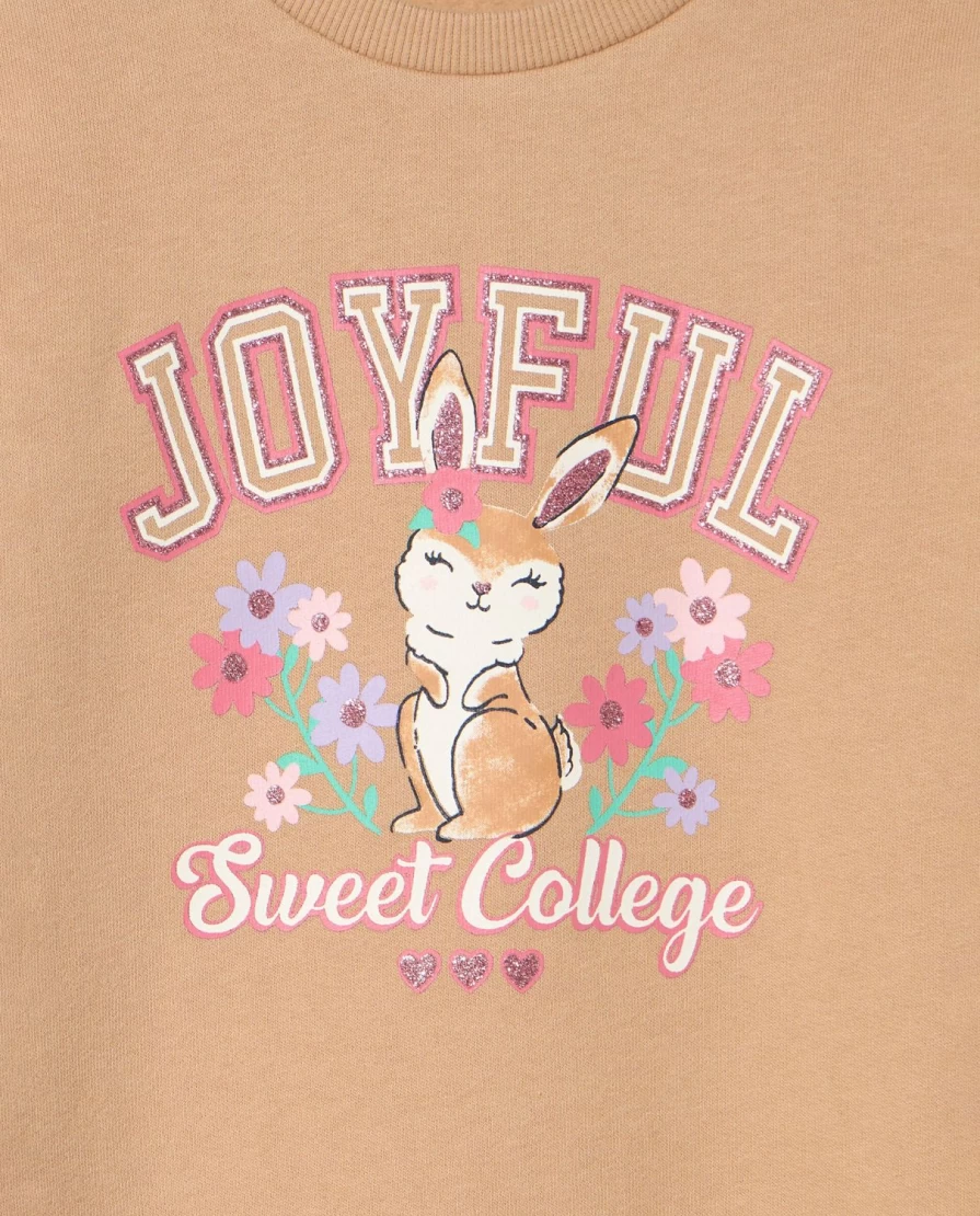 "Blukids Oversized Brushed Cotton Sweatshirt for Children - Soft & Cozy Girls' Pullover"