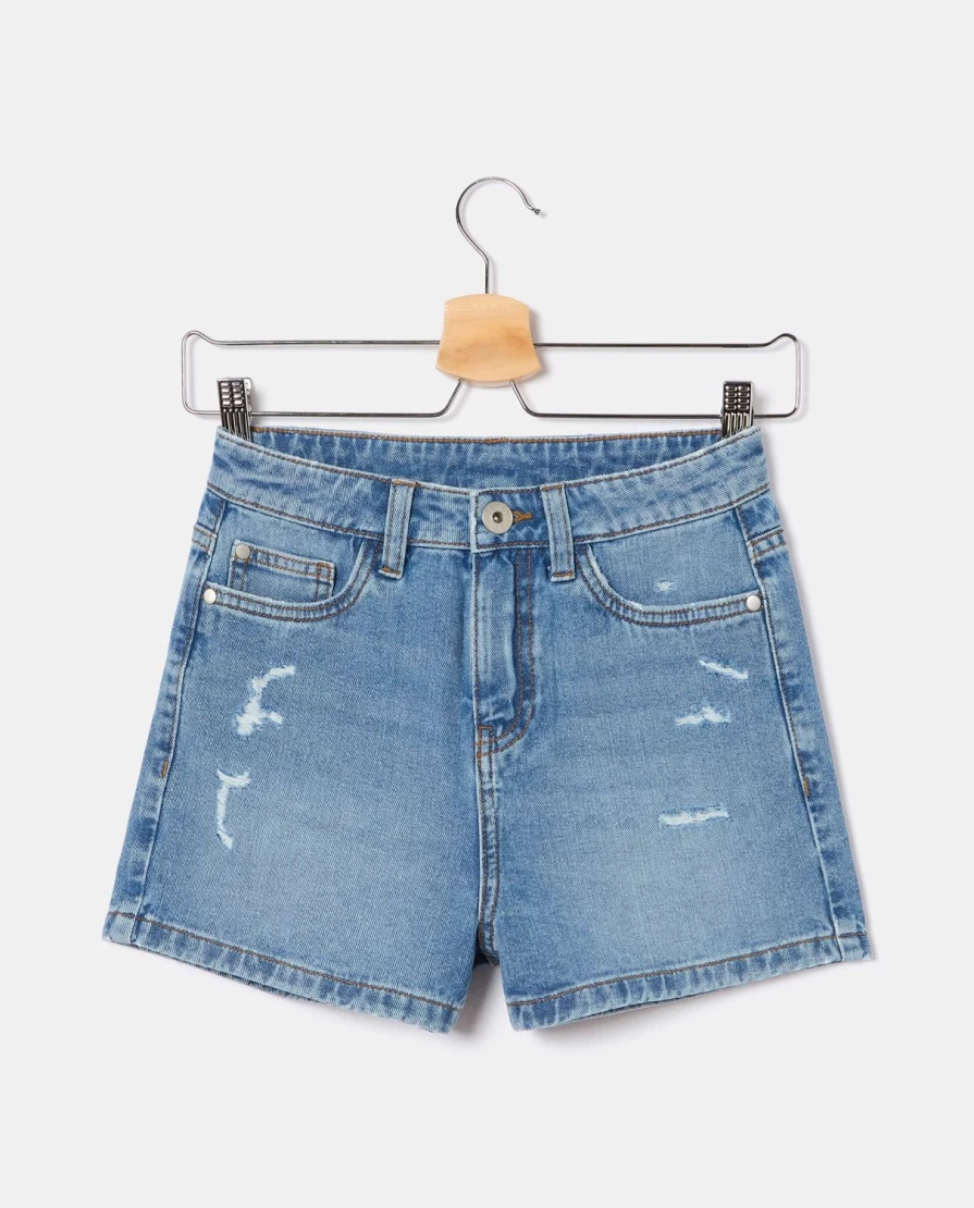 "Blukids Youth Girls' Denim Shorts - Stylish Jeans Shorts for Teens"