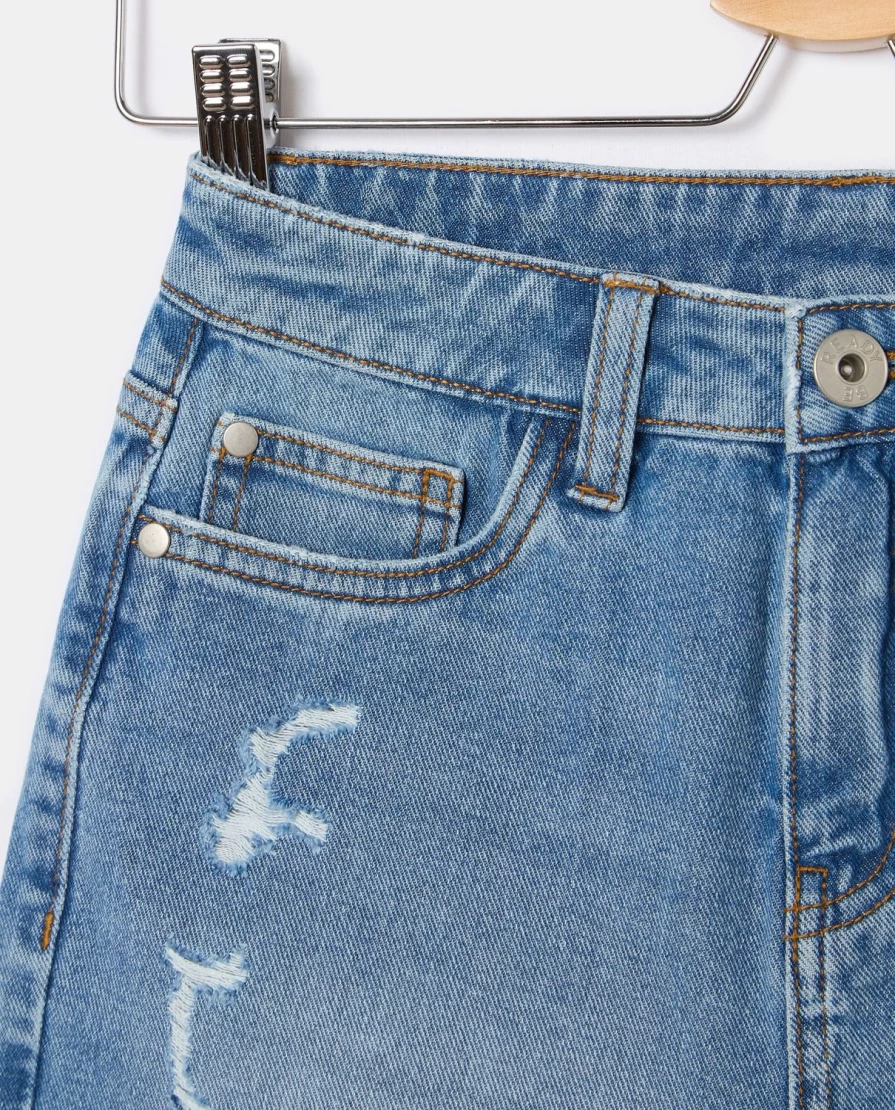 "Blukids Youth Girls' Denim Shorts - Stylish Jeans Shorts for Teens"