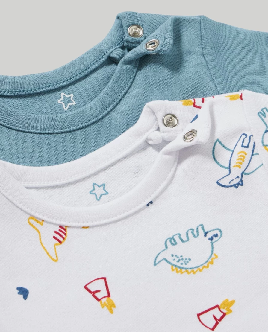 "Blukids Pack of 2 Soft Pure Cotton Baby Bodysuits for Newborns – Unisex Birth Essentials"