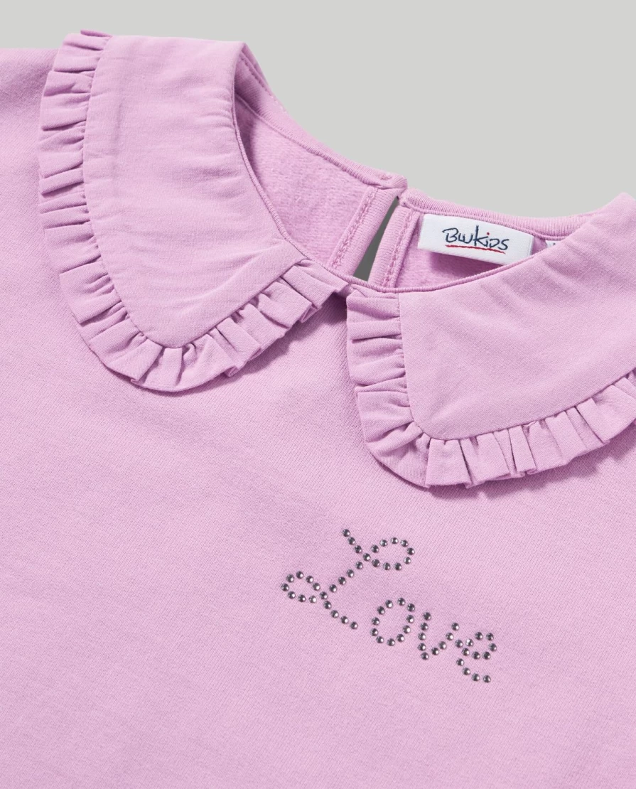Blukids Newborn Peter Pan Collar Cotton Sweatshirt for Baby Girls - Soft & Comfortable