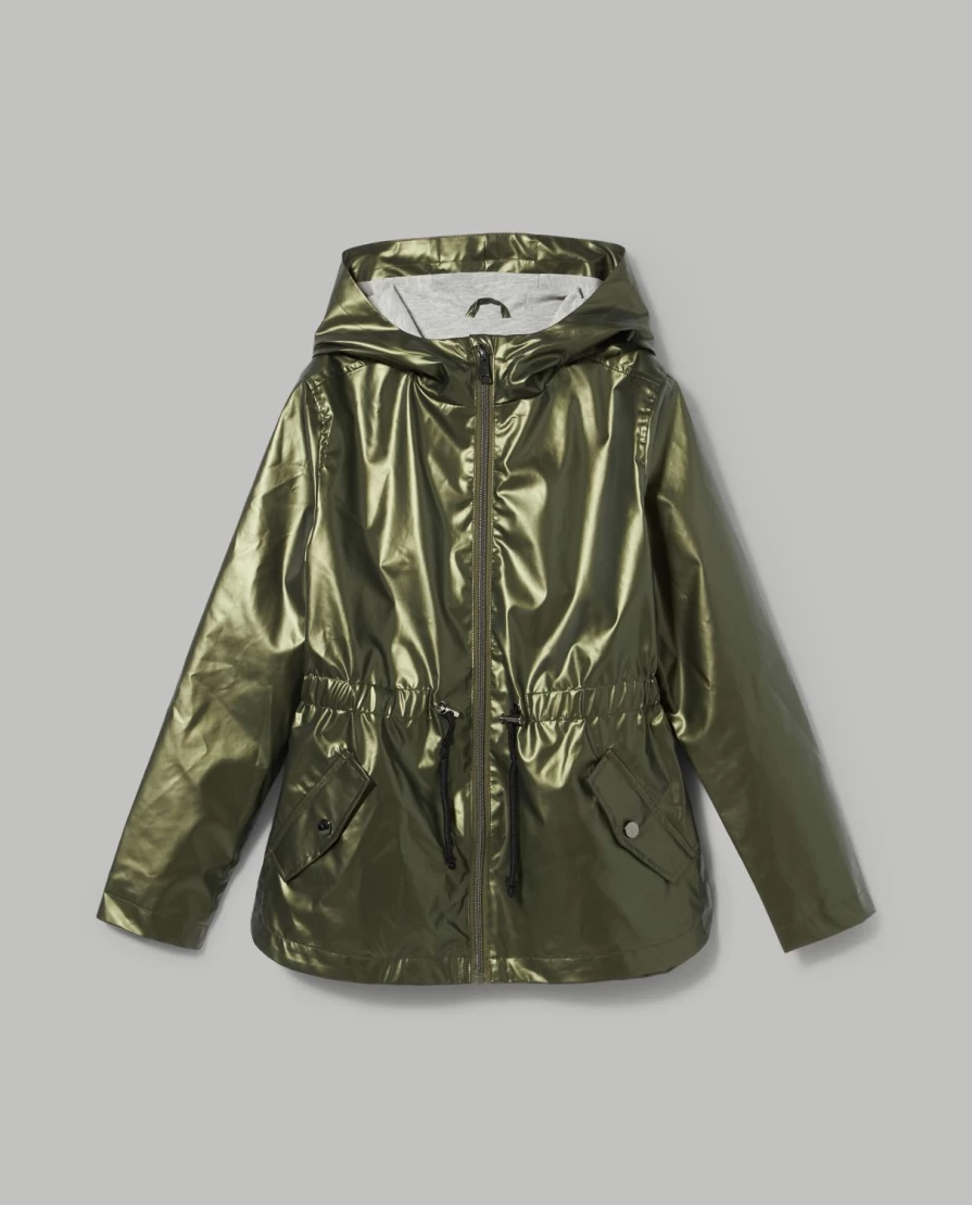 "Blukids Youth Nylon Parka Jacket with Textured Effect for Girls – Lightweight Water-Resistant Outerwear"