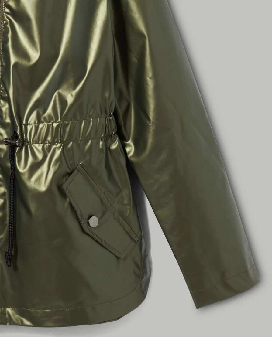 "Blukids Youth Nylon Parka Jacket with Textured Effect for Girls – Lightweight Water-Resistant Outerwear"