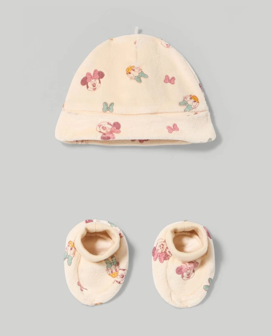 Blukids Baby Chenille Booties and Hat Set - Soft Newborn Unisex Gift for Birth