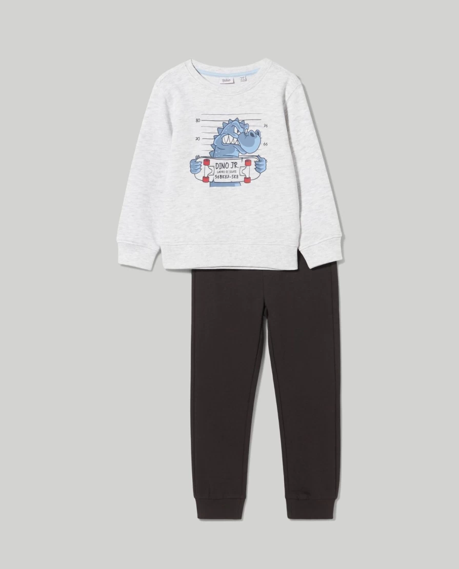 "Blukids Boys' Melange Cotton Jogging Set – Comfortable Kids' Activewear"