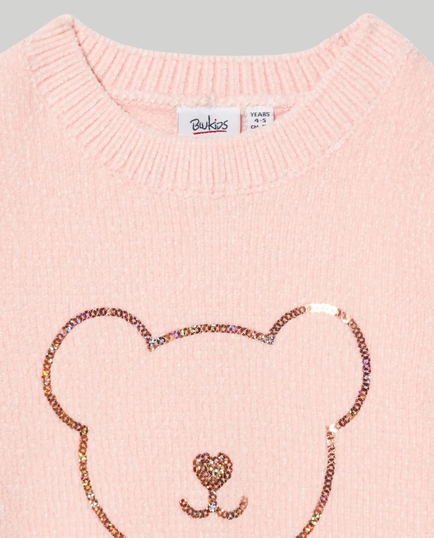 Blukids Girls' Sparkling Chenille Sweater with Sequins | Soft & Stylish Kids' Pullover