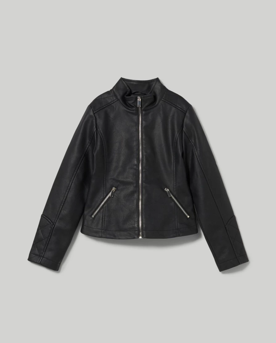 Blukids Youth Girls Faux Leather Jacket for Teens - Stylish PU Biker Jacket for Kids