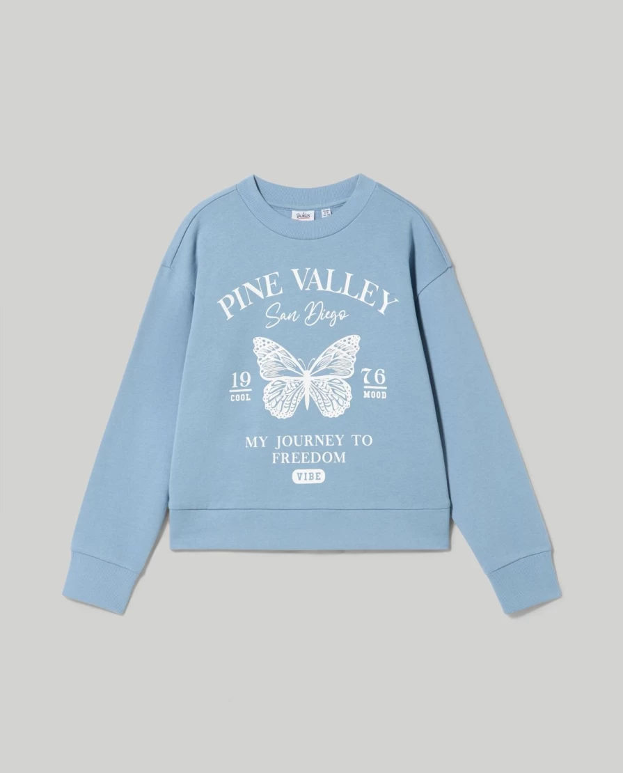 "Blukids Youth Pure Brushed Cotton Crewneck Sweatshirt for Girls"