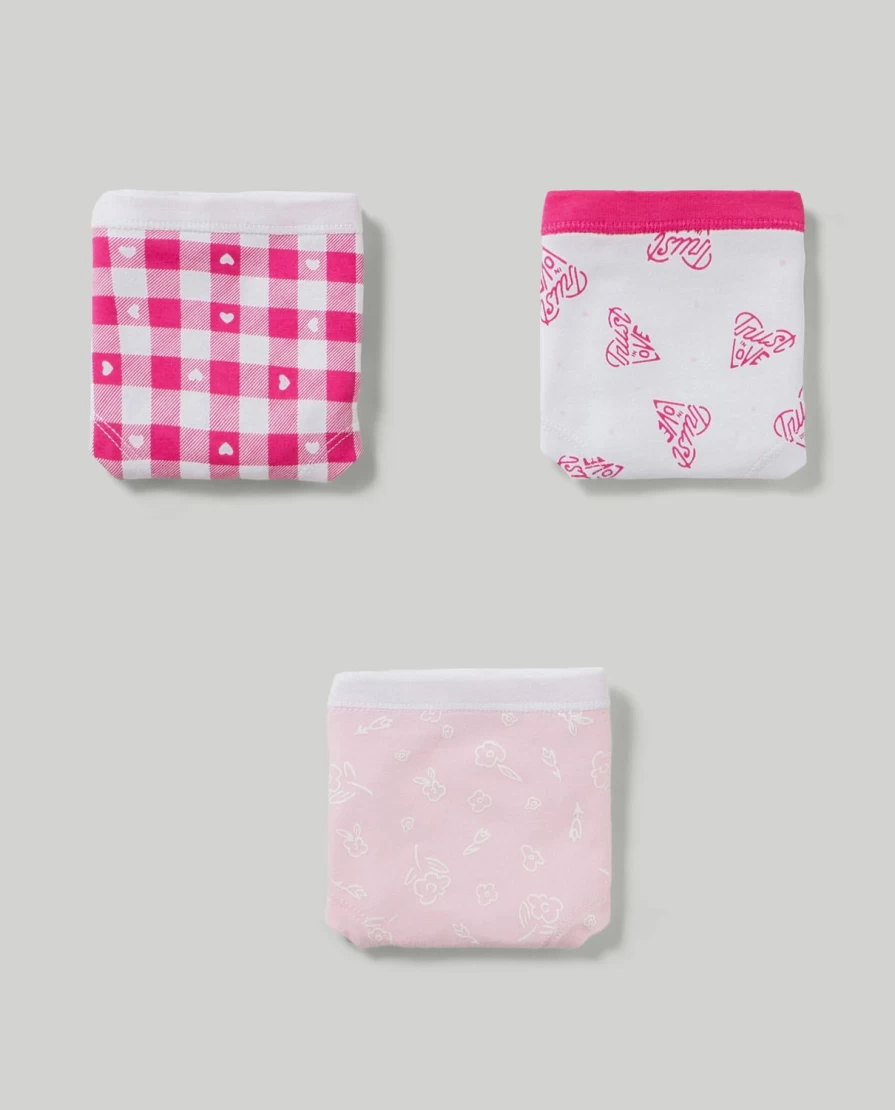 Blukids Youth Girls' Cotton Stretch Briefs - Pack of 3 Underwear