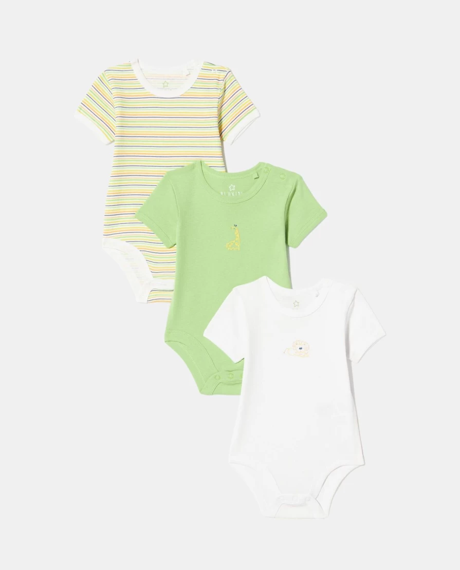 "Blukids Newborn Baby Short Sleeve Bodysuits - 3 Pack"