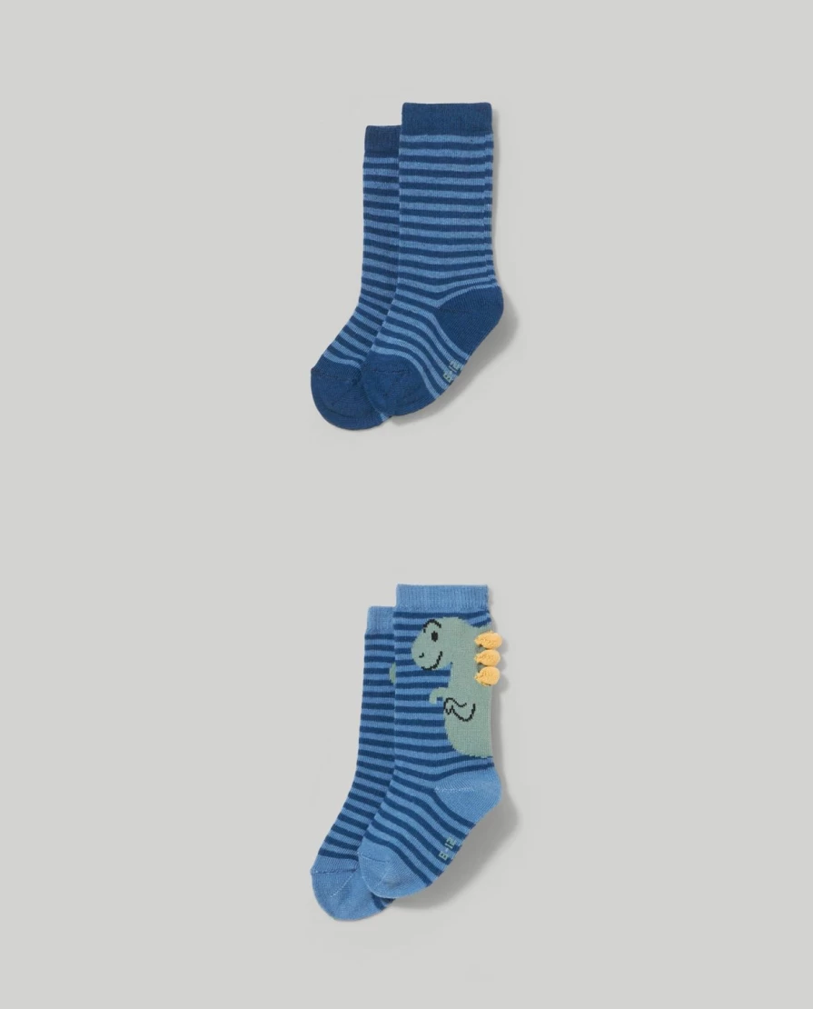 Blukids Newborn Baby Long Socks Pack of 2 - Soft & Comfortable Infant Footies