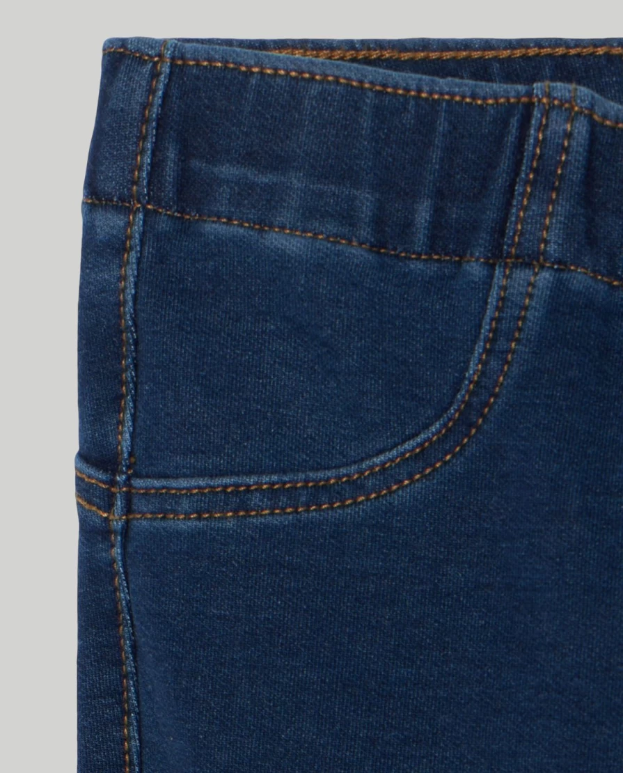 "Blukids Girls' Denim Sweatshirt Treggings | Comfortable Stretch Denim Pants for Kids"