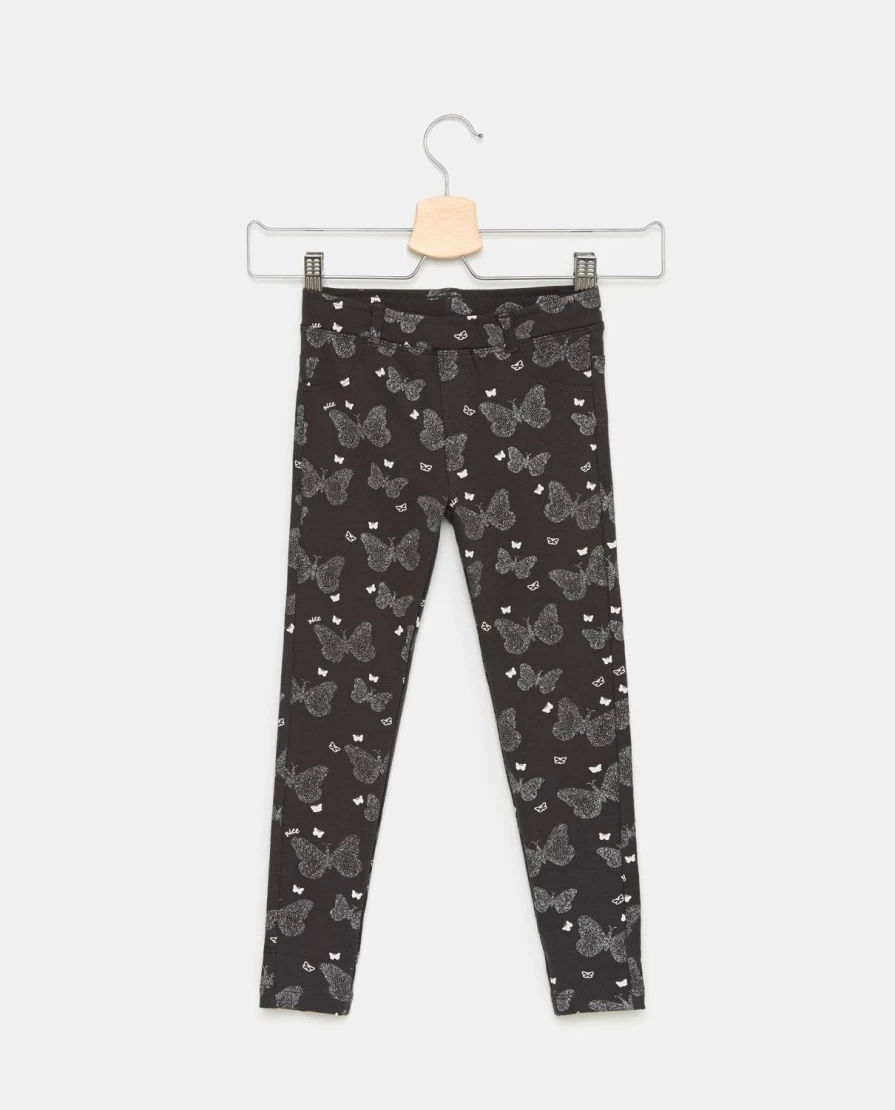 Blukids Girls' Stretch Cotton Patterned Trousers for Children - Comfortable & Stylish Kids Pants