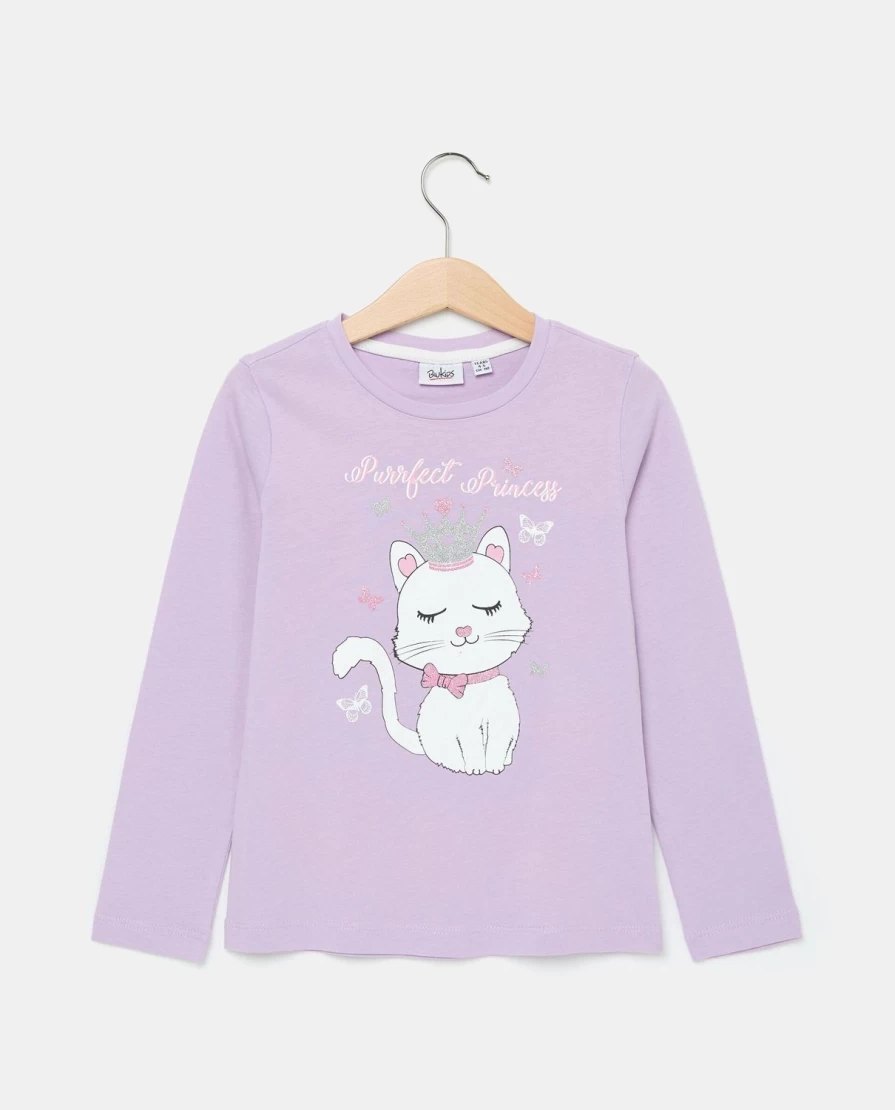 "Blukids Girls' Pure Cotton Printed T-Shirt for Children"