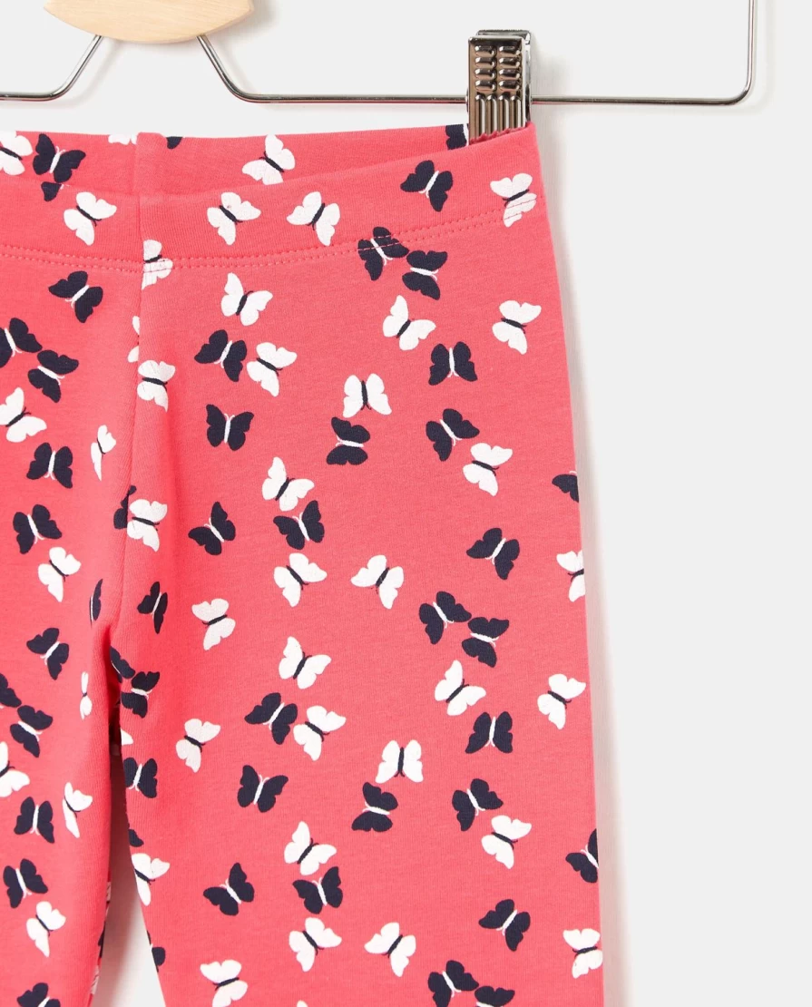 "Blukids Girls' Butterfly Print Stretch Cotton Leggings for Children"
