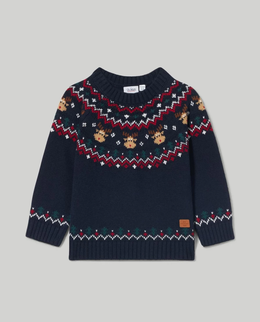 "Blukids Newborn Christmas Wool Blend Tricot Round Neck Sweater for Babies"