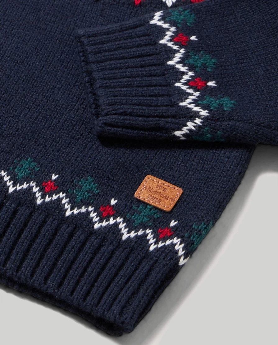 "Blukids Newborn Christmas Wool Blend Tricot Round Neck Sweater for Babies"