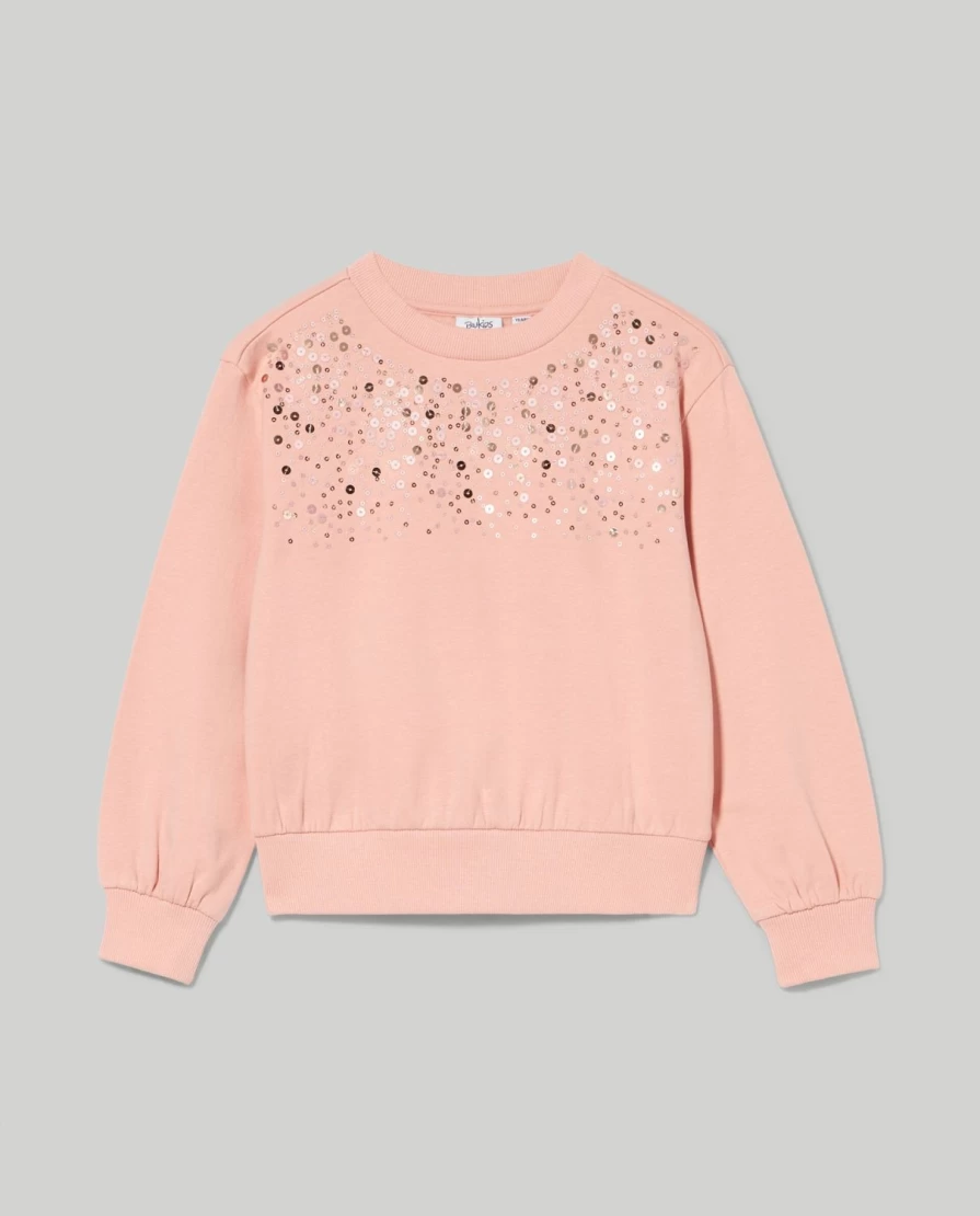 Blukids Girls' Brushed Cotton Sequin Embellished Sweatshirt | Soft & Stylish Kids' Pullover