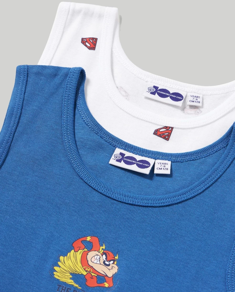 Blukids Looney Tunes Boys Cotton Tank Tops 2-Pack for Kids - Cartoon Character Summer Tops for Children