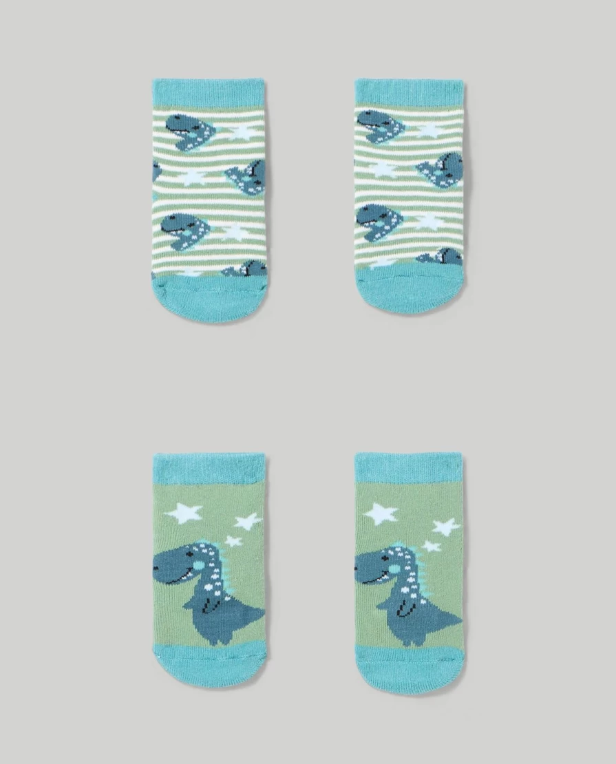 Blukids Non-Slip Cotton Blend Socks for Newborns - Pack of 2