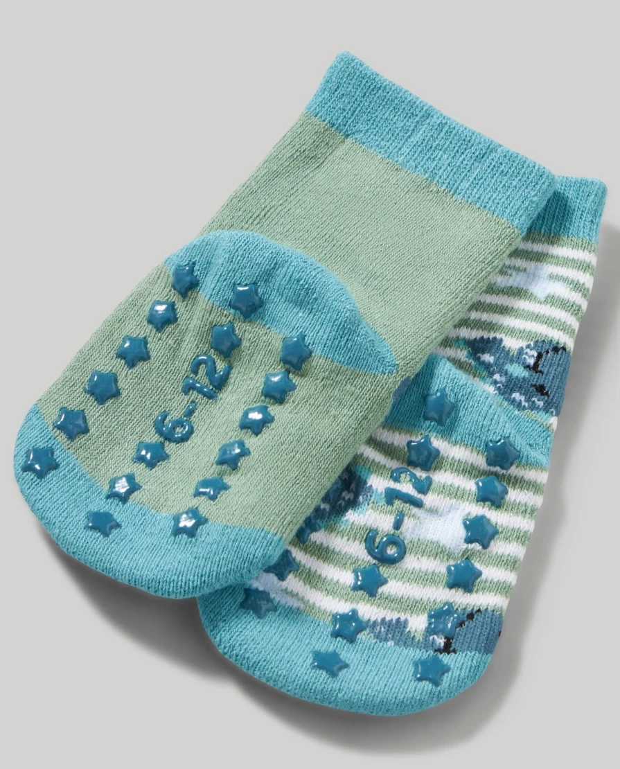 Blukids Non-Slip Cotton Blend Socks for Newborns - Pack of 2