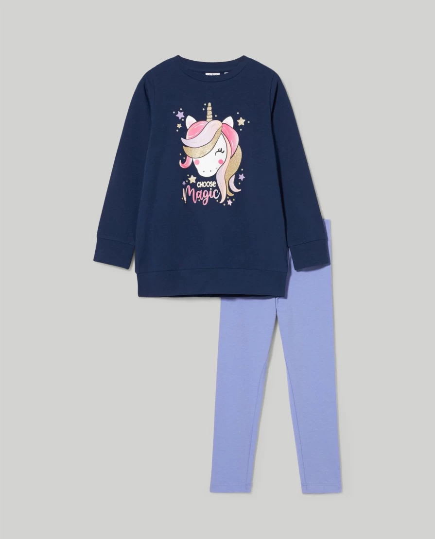 "Blukids Girls' Comfortable Stretch Cotton Jogging Set for Active Children"